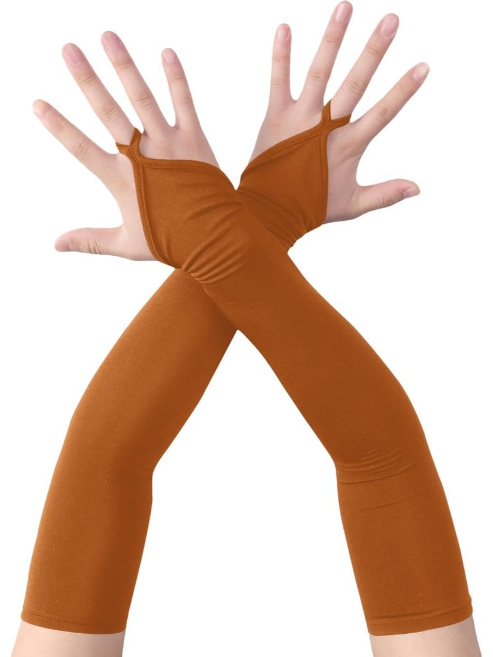 Women's Brown Fingerless Elbow-Length Opera Pageants Halloween Vintage Gloves